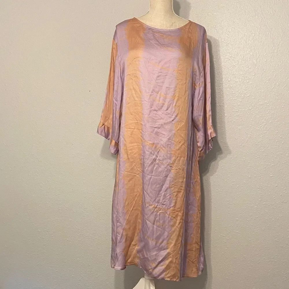 Anthropologie Norblack Norwhite Purple Tie-Dye Sonne Kaftan Maxi Dress Sz Small